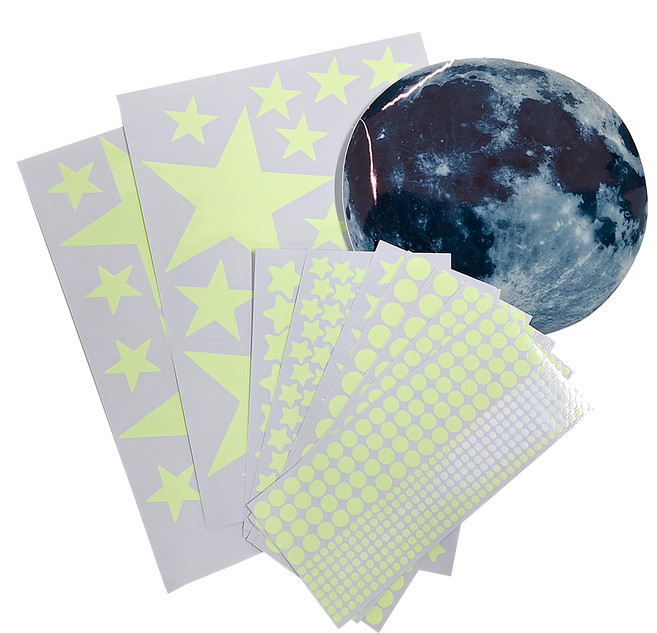 AHOYE 星空夜光貼紙 70g 1049片 1組, 星星 螢光色
