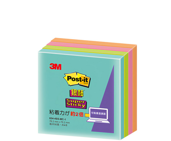 3M Post-it 利貼 狠黏便條紙, 654-4SS-MC-1, 360張, 1組