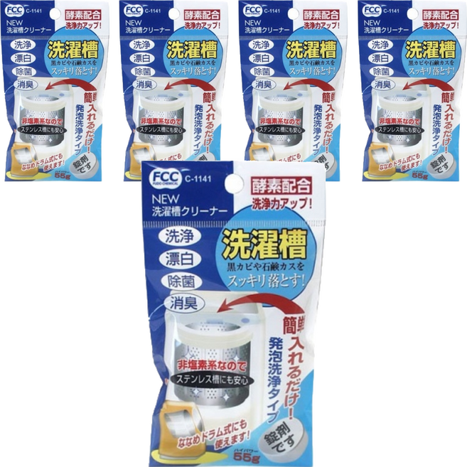 不動化學 洗衣槽酵素清潔錠, 55g, 5包