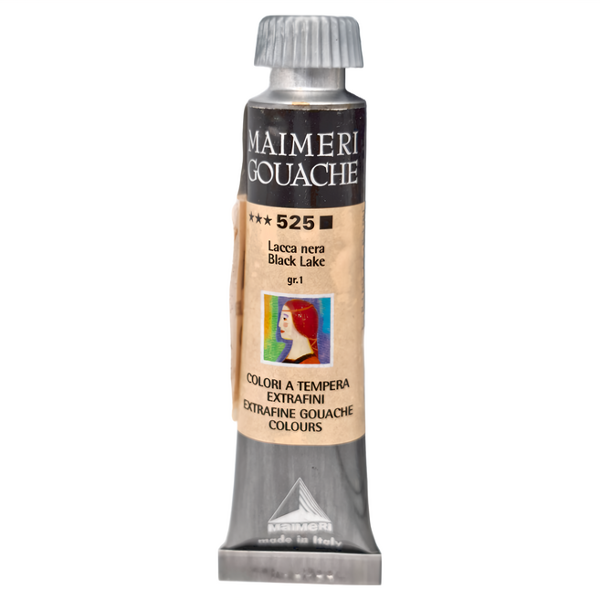 MaIMeRI 美利 GOUACHE 不透明水彩 MA-2002525 BLACK LAKE 黑色 色澱, 20ml, 1條