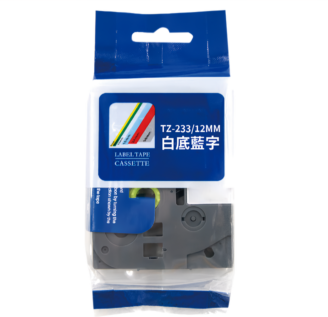 NEXTPAGE 台灣榮工 護貝標籤帶 TZ-233 Brother適用, 白底藍字, 8m