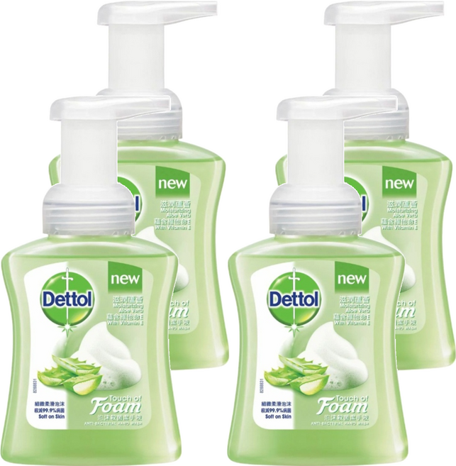 Dettol 滴露 泡沫潔手液 滋潤蘆薈 抗菌 99.9% 250ml, 4瓶
