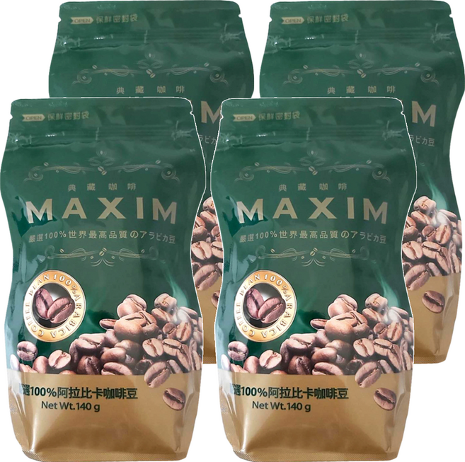 Maxwell House 麥斯威爾 典藏咖啡環保包, 咖啡豆(無研磨), 140g, 4包