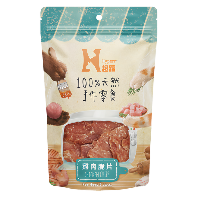 Hyperr 超躍 手作寵物零食/貓狗零食/原肉零食, 雞肉脆片, 100g, 1包