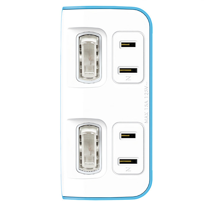 Tyson 太順電業 2切2座 2P便利型 節能小壁插 TS-022A 碧藍色, 1個