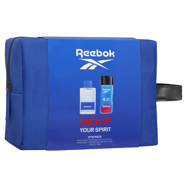 Reebok 銳步 清新活力男性淡香水 經典手拿盥洗包組 淡香水100ml + 沐浴膠250ml, 1組