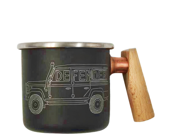 Truvii 趣味 木柄白鐵杯 400ml, 吉普車 DEFENDER 黑色, 1個