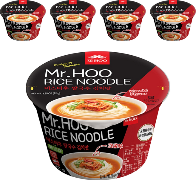 Mr.HOO 米麵線 泡菜味 92g, 5入