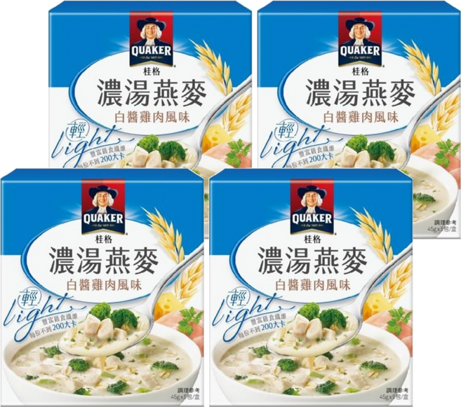 QUAKER 桂格 濃湯燕麥 白醬雞肉風味 5包, 225g, 4盒