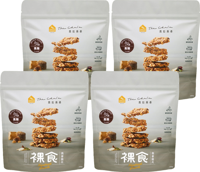 The Chala 蕎拉燕麥 裸食燕麥脆片 黑糖, 230g, 4包
