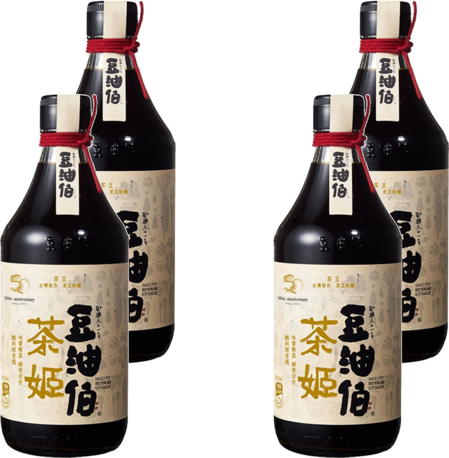 豆油伯 茶姬釀造醬油, 500ml, 4瓶