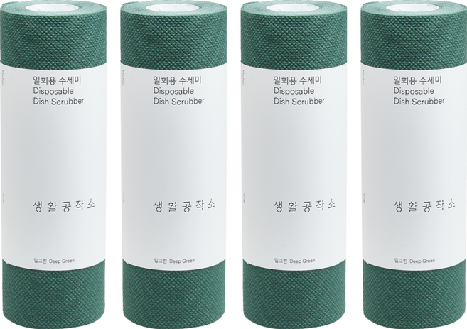 Saengong 生活工作所 捲筒型拋棄式洗碗布, 深綠色, 60張, 4捲