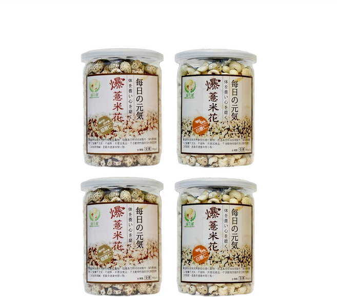 Global Garden 盛花園 五穀養生 爆薏米花小點 白薏仁+糙薏仁 4件組, 360g, 1組