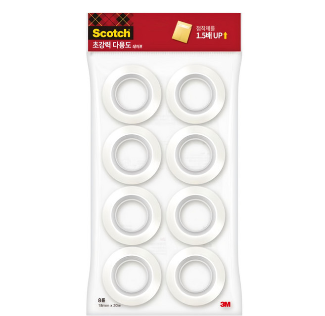 3M Scotch-Brite 百利 強力多用途膠帶替換裝 20m x 18mm 8捲, 透明色, 1袋