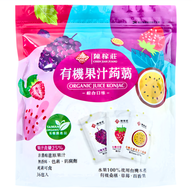 陳稼莊 有機果汁蒟蒻 綜合口味 36包, 720g, 1袋