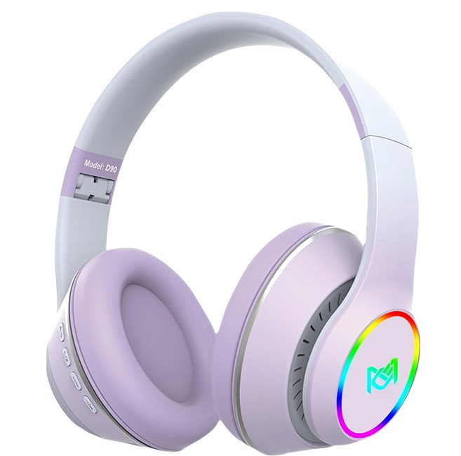 MCK 科技 Wireless 耳罩式 耳機 麥克風 3.5mm AUX 40mm動圈單元 RGB燈效 6H Playtime 紫色 漸層款 MCK-S2 Box Damage Discount 150g