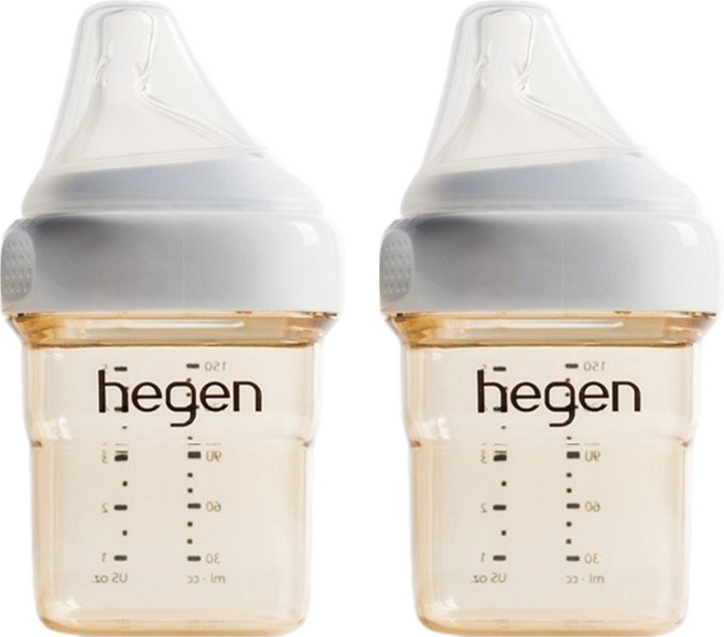 hegen 金色奇蹟PPSU多功能方圓型寬口奶瓶組 2個, 金色透明色, 150ml