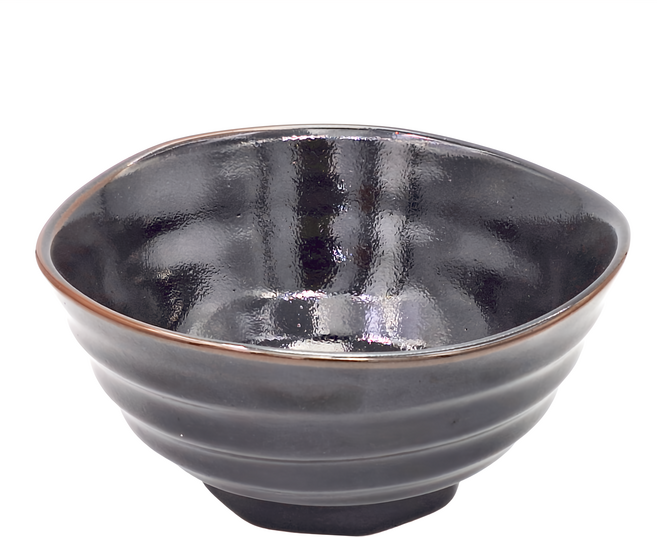 黑天目17多用井 日本製 日本餐具 丼飯碗 麵碗 造型碗 黑色 1個