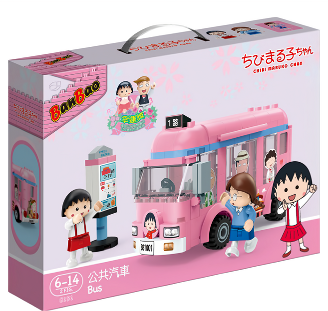 BanBao 邦寶積木 櫻桃小丸子 積木系列, 公共汽車 粉色, 1盒