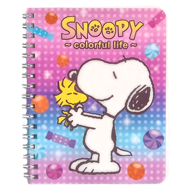 收納王妃 SNOOPY 繽紛系列 50KPP線圈筆記 SNCR70-1 2本, 擁抱 紫色 + 粉紅色 + 藍色, 1組
