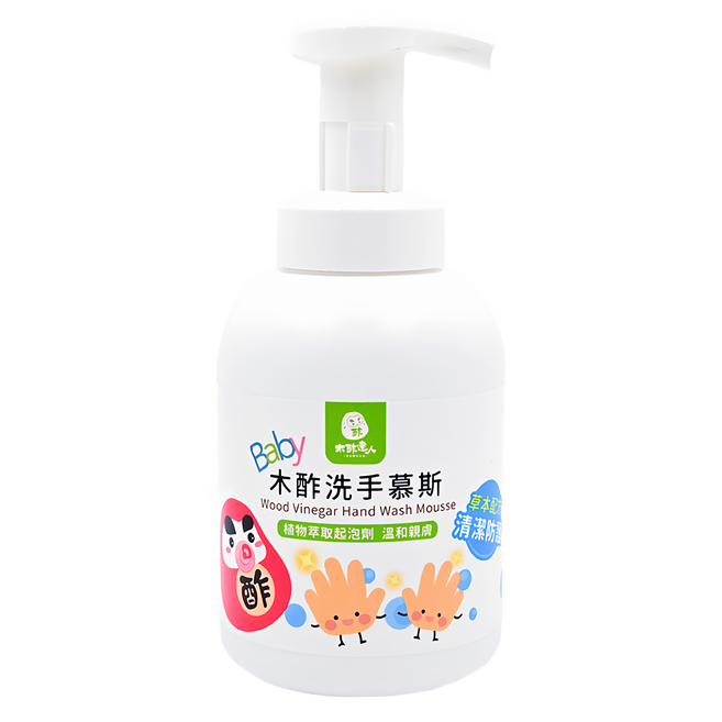 DAWOKO 木酢達人 植物萃取精油洗手慕斯 植物萃取起泡劑 溫和親膚, 340g, 1瓶