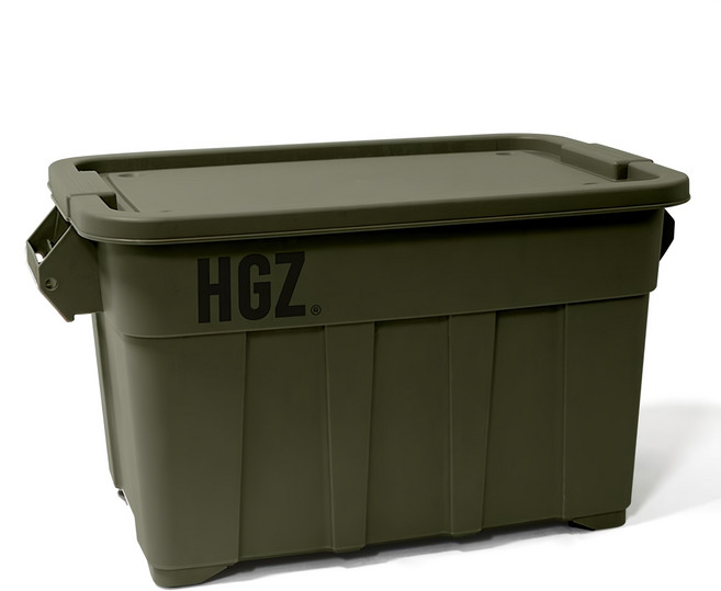 HIGHGROUNDZ 露營用附拉環移動式收納箱 基本款 75L, 1層, 1個, 綠色