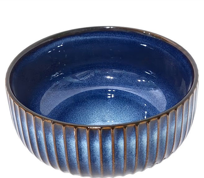 JUST HOME 窯變陶瓷6.5吋麵碗組 3入 深藍色 900ml, 1組