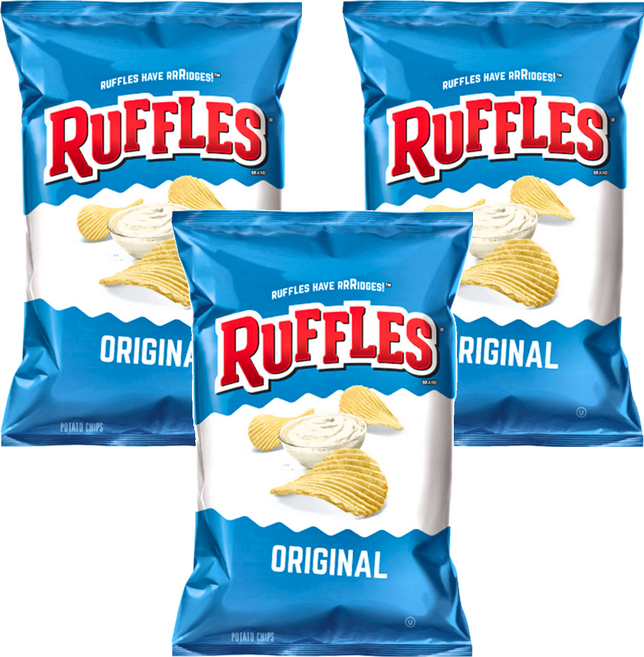 RUFFLES 波樂 洋芋片-原味 美國原裝進口 鮮新洋芋厚片切片波浪造型, 184.2g, 3包