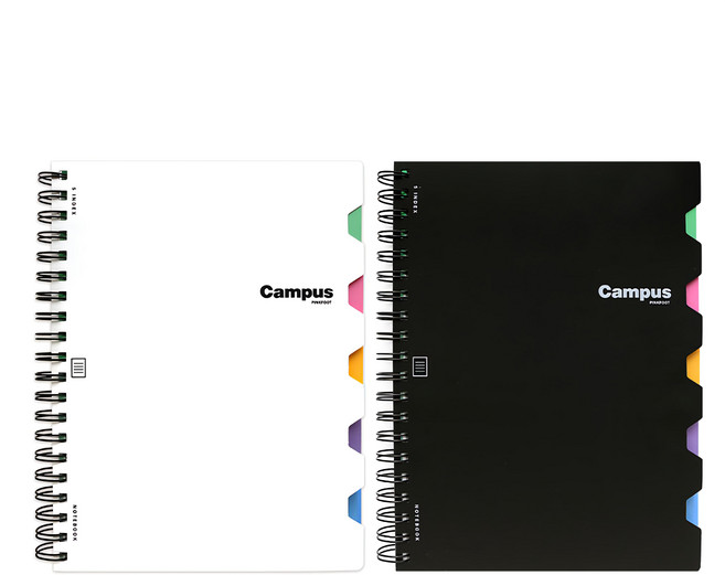 PINKFOOT Campus PP封面附索引標籤筆記本2件組, 1組, 黑色 + 白色