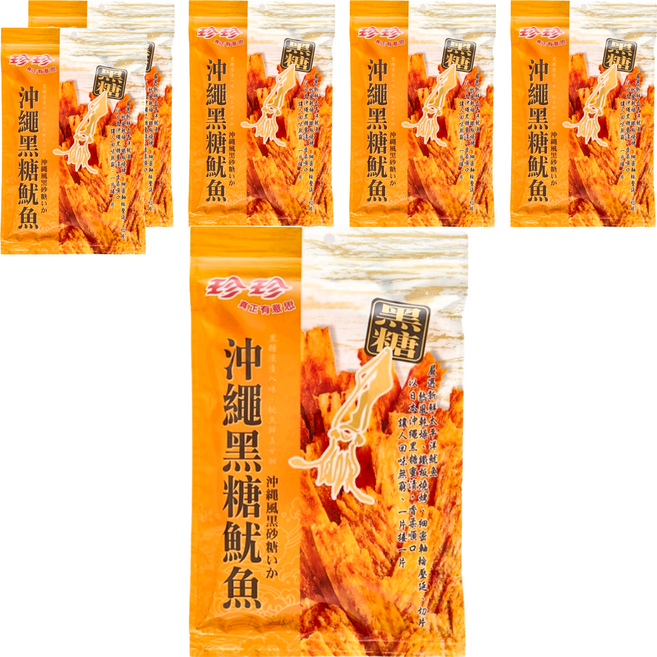 珍珍 沖繩黑糖魷魚絲, 75g, 6包