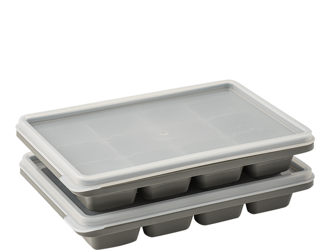 Changsin Living 昌信生活 KANKAN 冰箱副食品分裝盒 12格 2入組 20.6 x 13.8 x 3.8cm, 灰色, 1組