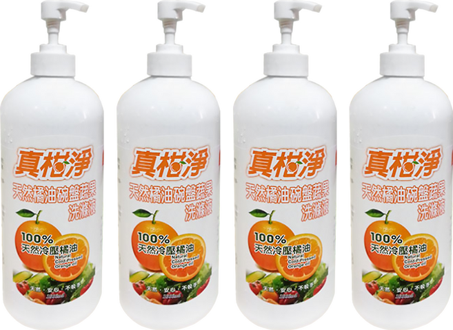 真柑淨 柔軟熊橘油碗盤蔬果洗滌液, 1L, 4瓶