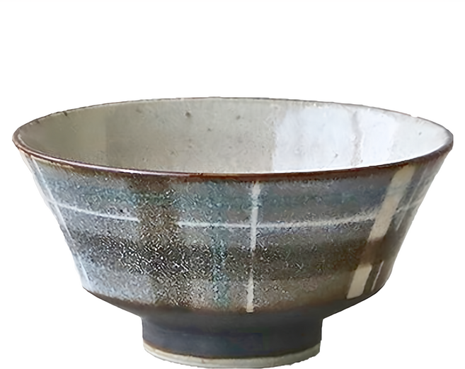 AWASAKA 粟坂 RACHE格紋飯碗 直徑130 x 6.5mm, 藍黑芝麻, 1個