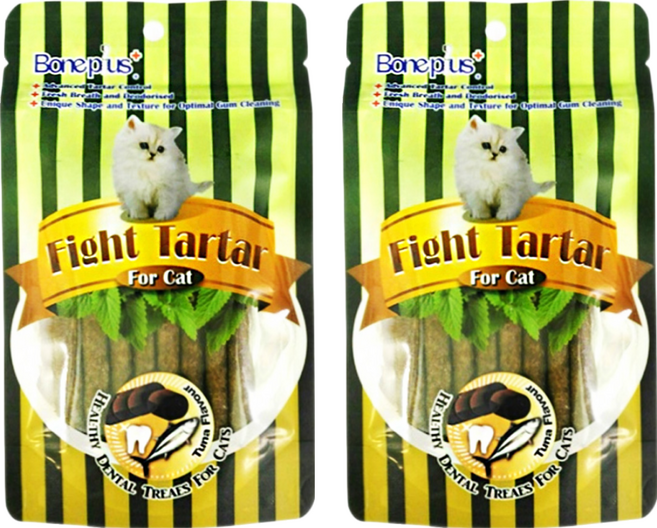 Boneplus 貓專用魚肉薄荷潔牙條, 鮪魚風味, 70g, 2包