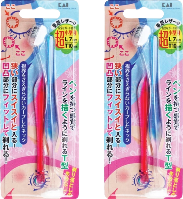KAI 貝印 超小頭修眉刀, L + T 型, 2組