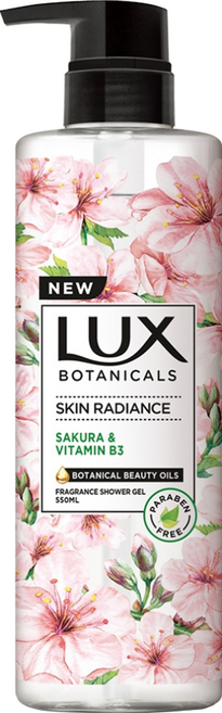 LUX 麗仕 台灣公司貨 植萃香氛沐浴露 浪漫晚櫻花香, 550ml, 1瓶