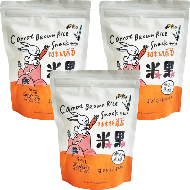 薌園 糙米米果, 胡蘿蔔, 70g, 3包
