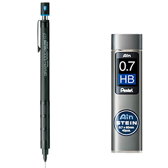 Pentel 飛龍文具 1000 PG1007 自動鉛筆 + Ain STEIN HB 鉛筆芯 0.7mm 套組, 1組