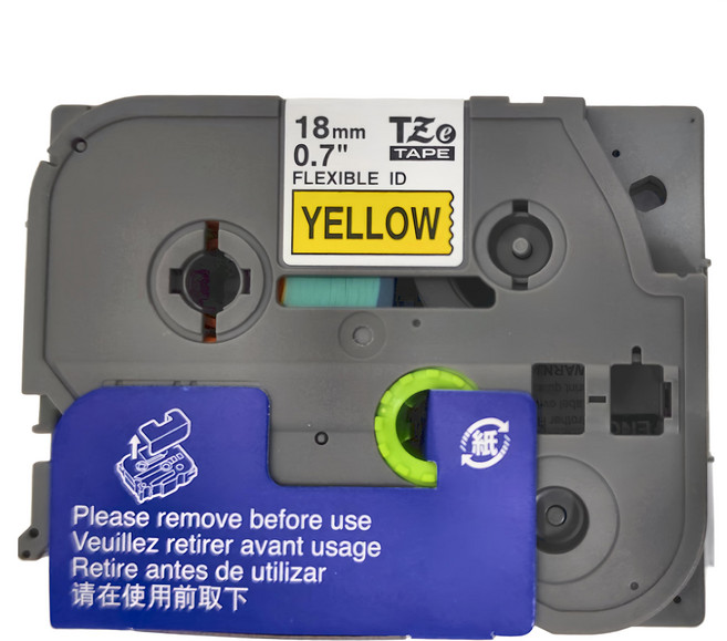 brother 兄弟牌 纜線標籤帶 TZe-FX641 18mm, 黃底黑字