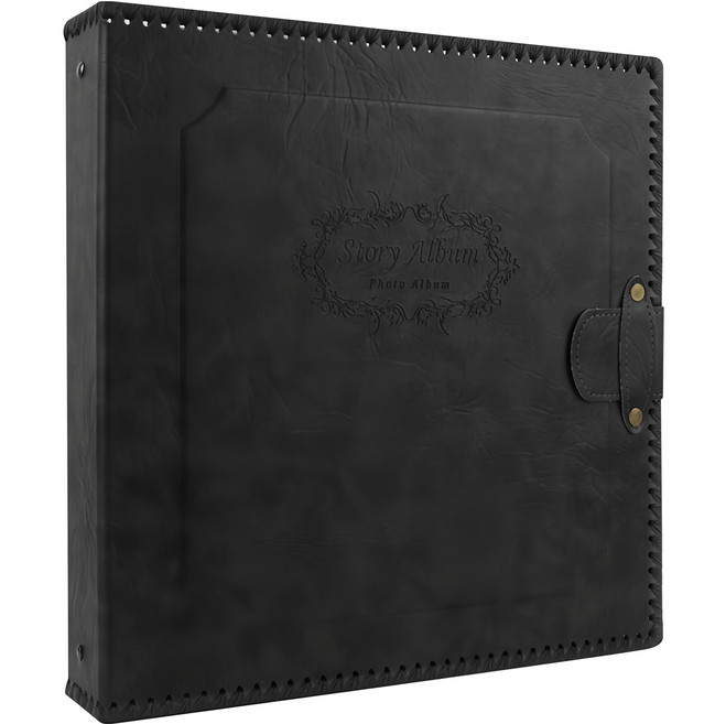 Story Album 素面皮革黏貼式相簿, 黑色, 50張