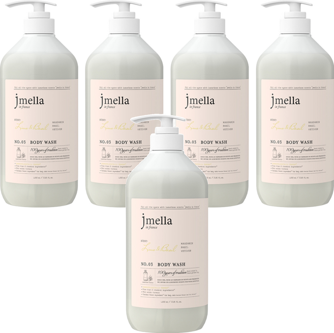 jmella 法式漫舞香水沐浴乳 No.03 Lime & Basil, 1L, 5瓶