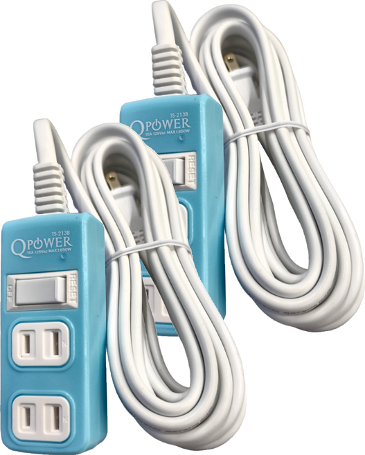 Tyson 太順電業 QPOWER 太超值 1切3座2P延長線插座 TS-213B, 4.5m, 碧藍色, 2條