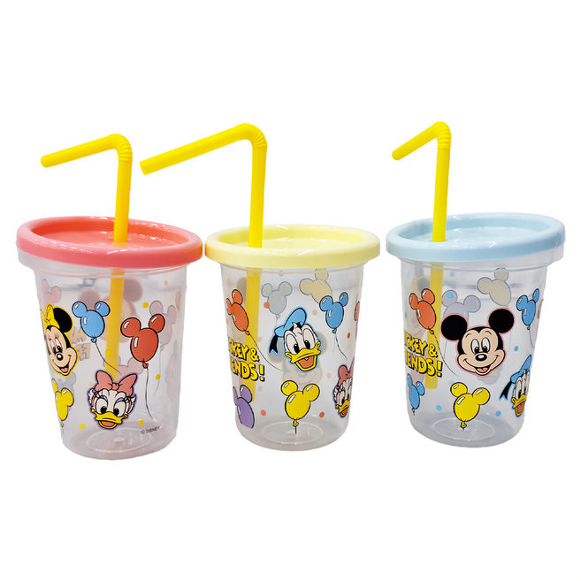 Skater 可疊放吸管杯 80 x 97mm 230ml 3入組, 690ml, 1組, 米奇與氣球 紅色 + 黃色 + 藍色
