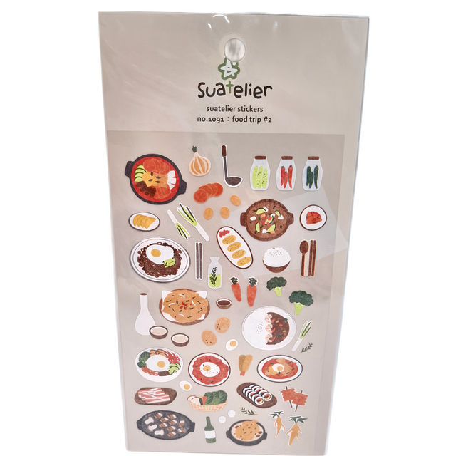suatelier design 貼紙3入組 92 x 150mm, 食物貼紙 多色, 1組