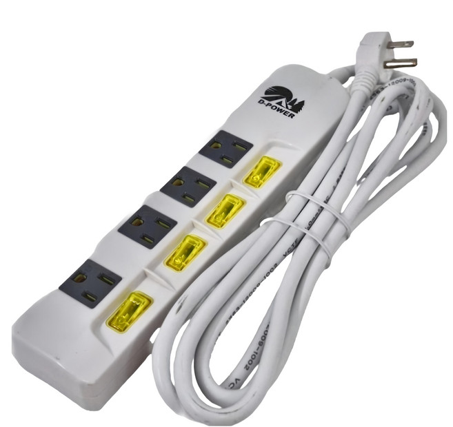 D-POWER 台灣製 四開四插延長線, 延長線 白色, 2.7m, 1個