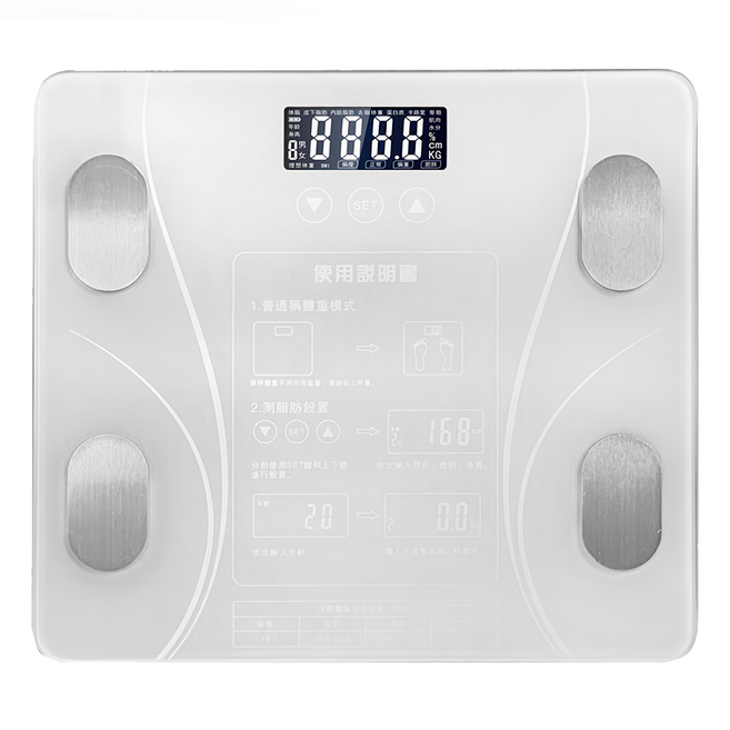 家用超薄大螢幕智慧體重計, CAES0100WT, 白色, 1個
