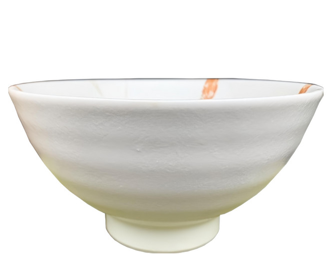 新食器 幾何麵碗 日本製, 白底橘線, 1個