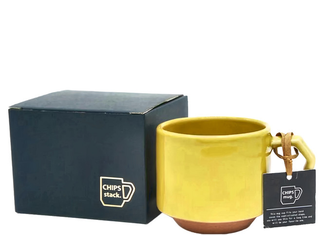 CHIPS mug. 美濃燒 咖啡杯, 芥末黃色, 1個