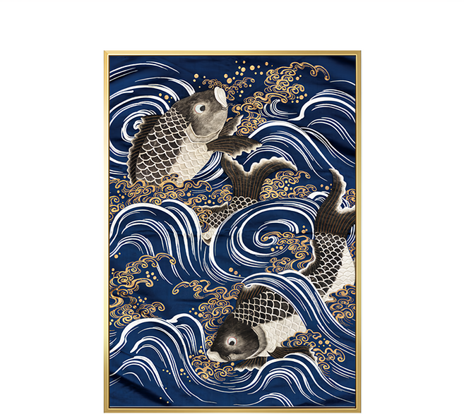 Boluo 菠蘿選畫所 APUP4614G 烏鯉戲金絲, 烏鯉戲金絲 藍色