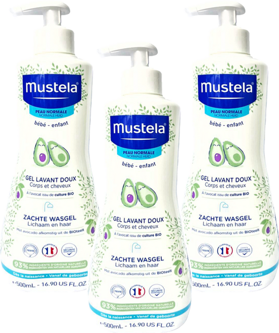 mustela 慕之恬廊 嬰兒洗髮沐浴雙潔乳, 500ml, 3瓶